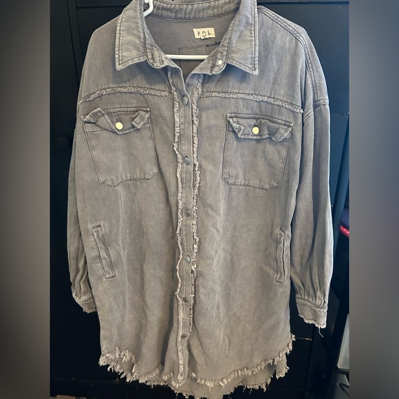 POL Dresses & Skirts - POL Denim Shacket - Purple/Gray - Size Medium - NWOT